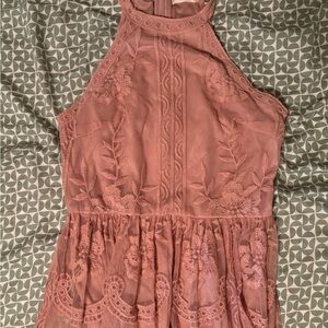 Francesca's Collections Pink Lace Maxi Dress